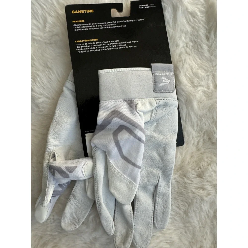 EASTON‎ BASEBALL/SOFTBALL GAMETIME BATTING GLOVES  Adult SMALL WHITE